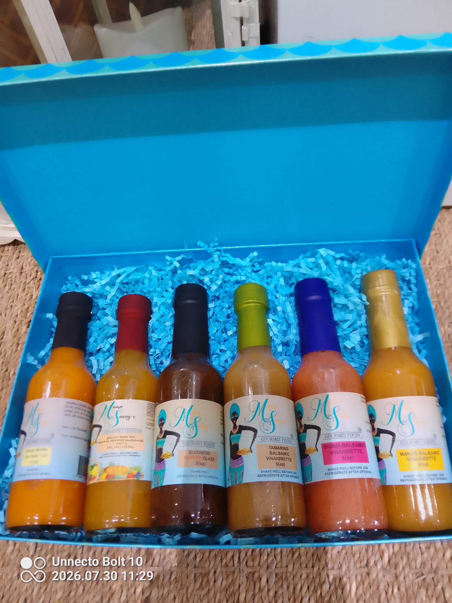 Mama Sassy gift basket with sauces, jellies and cheese